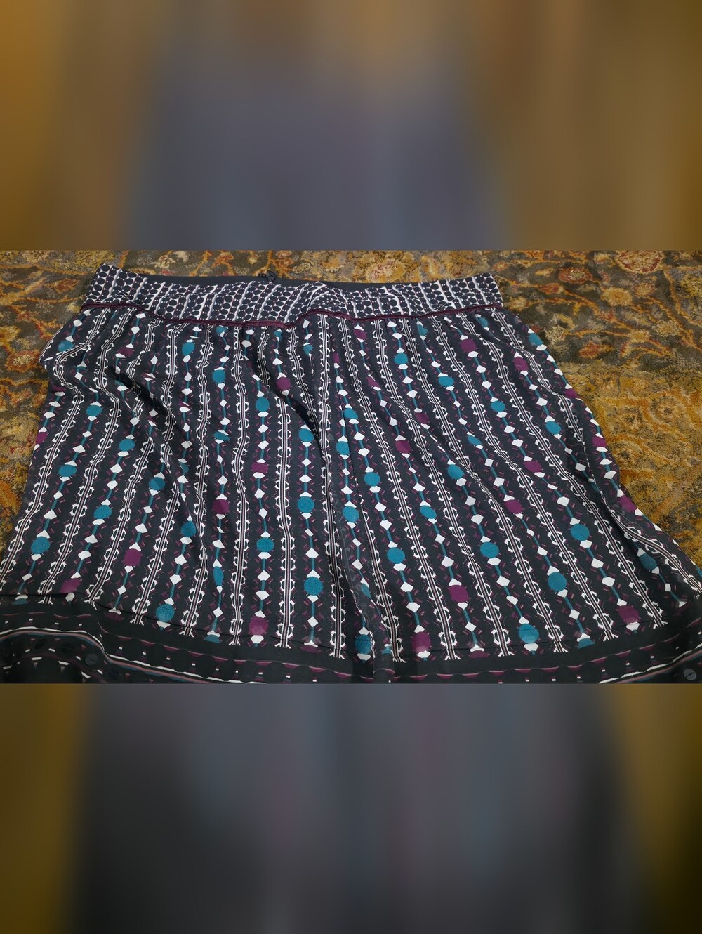 4/$67 Deal! Esprit Black Skirt with Teal and Purple Design